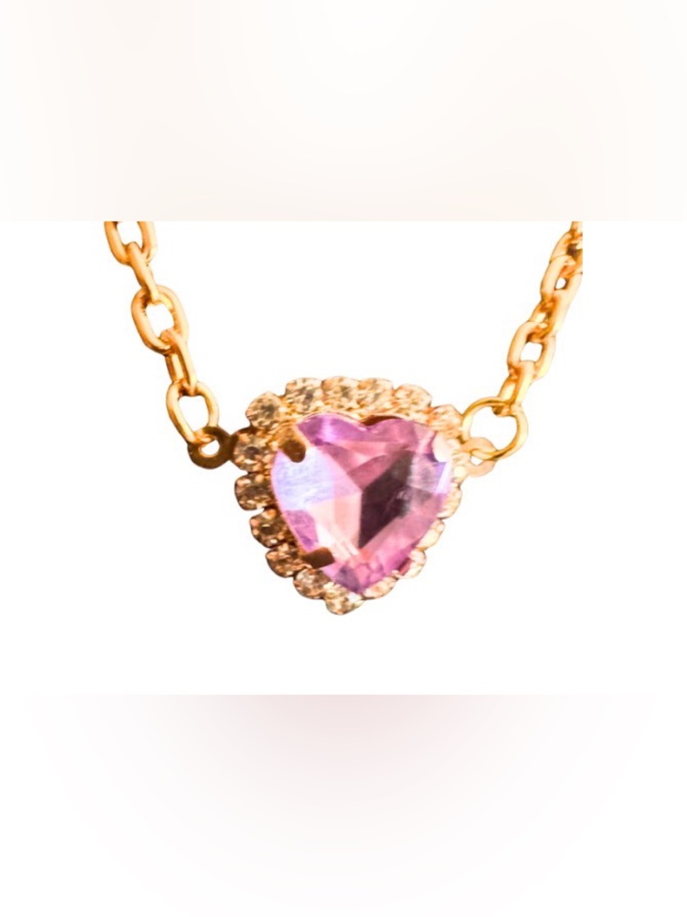 Pink Rhinestone Heart Necklace - Picture 2 of 4